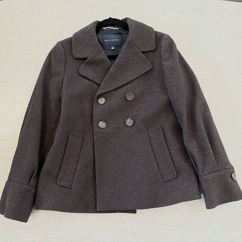 Banana Republic Brown Wool Peacoat Sz Small
